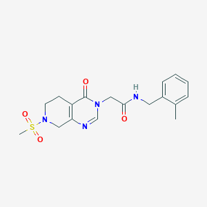 molecular formula C18H22N4O4S B6880892 N-[(2-methylphenyl)methyl]-2-(7-methylsulfonyl-4-oxo-6,8-dihydro-5H-pyrido[3,4-d]pyrimidin-3-yl)acetamide 