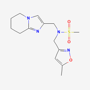 molecular formula C14H20N4O3S B6880913 N-[(5-methyl-1,2-oxazol-3-yl)methyl]-N-(5,6,7,8-tetrahydroimidazo[1,2-a]pyridin-2-ylmethyl)methanesulfonamide 