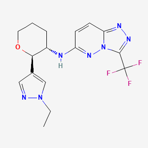 molecular formula C16H18F3N7O B6880930 N-[(2R,3S)-2-(1-ethylpyrazol-4-yl)oxan-3-yl]-3-(trifluoromethyl)-[1,2,4]triazolo[4,3-b]pyridazin-6-amine 