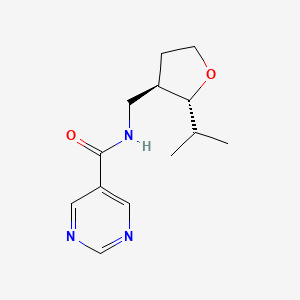 molecular formula C13H19N3O2 B6881003 N-[[(2R,3R)-2-propan-2-yloxolan-3-yl]methyl]pyrimidine-5-carboxamide 