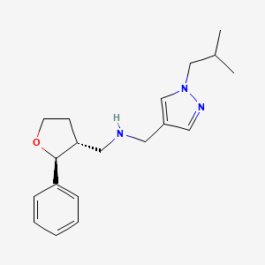 molecular formula C19H27N3O B6881047 N-[[1-(2-methylpropyl)pyrazol-4-yl]methyl]-1-[(2S,3R)-2-phenyloxolan-3-yl]methanamine 