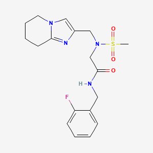 molecular formula C18H23FN4O3S B6881119 N-[(2-fluorophenyl)methyl]-2-[methylsulfonyl(5,6,7,8-tetrahydroimidazo[1,2-a]pyridin-2-ylmethyl)amino]acetamide 