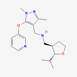 molecular formula C19H28N4O2 B6881184 N-[(1,3-dimethyl-5-pyridin-3-yloxypyrazol-4-yl)methyl]-1-[(2R,3R)-2-propan-2-yloxolan-3-yl]methanamine 