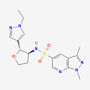 molecular formula C17H22N6O3S B6881185 N-[(2R,3S)-2-(1-ethylpyrazol-4-yl)oxolan-3-yl]-1,3-dimethylpyrazolo[3,4-b]pyridine-5-sulfonamide 