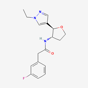 molecular formula C17H20FN3O2 B6881344 N-[(2R,3S)-2-(1-ethylpyrazol-4-yl)oxolan-3-yl]-2-(3-fluorophenyl)acetamide 
