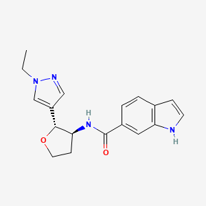 molecular formula C18H20N4O2 B6881380 N-[(2R,3S)-2-(1-ethylpyrazol-4-yl)oxolan-3-yl]-1H-indole-6-carboxamide 
