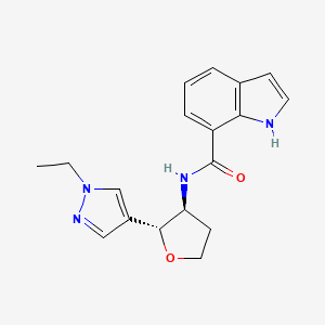 molecular formula C18H20N4O2 B6881768 N-[(2R,3S)-2-(1-ethylpyrazol-4-yl)oxolan-3-yl]-1H-indole-7-carboxamide 