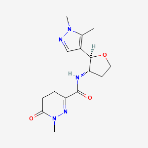 molecular formula C15H21N5O3 B6882116 N-[(2R,3S)-2-(1,5-dimethylpyrazol-4-yl)oxolan-3-yl]-1-methyl-6-oxo-4,5-dihydropyridazine-3-carboxamide 