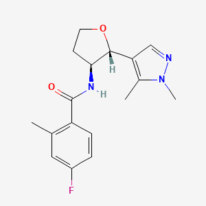 molecular formula C17H20FN3O2 B6882145 N-[(2R,3S)-2-(1,5-dimethylpyrazol-4-yl)oxolan-3-yl]-4-fluoro-2-methylbenzamide 