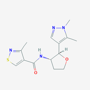 molecular formula C14H18N4O2S B6882187 N-[(2R,3S)-2-(1,5-dimethylpyrazol-4-yl)oxolan-3-yl]-3-methyl-1,2-thiazole-4-carboxamide 