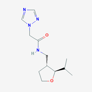 molecular formula C12H20N4O2 B6882189 N-[[(2R,3R)-2-propan-2-yloxolan-3-yl]methyl]-2-(1,2,4-triazol-1-yl)acetamide 