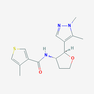 molecular formula C15H19N3O2S B6882213 N-[(2R,3S)-2-(1,5-dimethylpyrazol-4-yl)oxolan-3-yl]-4-methylthiophene-3-carboxamide 