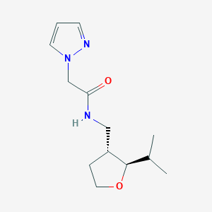 molecular formula C13H21N3O2 B6882294 N-[[(2R,3R)-2-propan-2-yloxolan-3-yl]methyl]-2-pyrazol-1-ylacetamide 