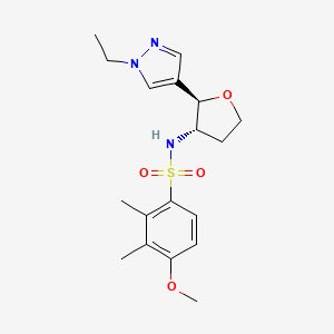 molecular formula C18H25N3O4S B6882501 N-[(2R,3S)-2-(1-ethylpyrazol-4-yl)oxolan-3-yl]-4-methoxy-2,3-dimethylbenzenesulfonamide 