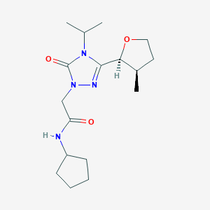 molecular formula C17H28N4O3 B6882505 N-cyclopentyl-2-[3-[(2S,3R)-3-methyloxolan-2-yl]-5-oxo-4-propan-2-yl-1,2,4-triazol-1-yl]acetamide 