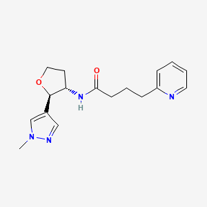 molecular formula C17H22N4O2 B6882543 N-[(2R,3S)-2-(1-methylpyrazol-4-yl)oxolan-3-yl]-4-pyridin-2-ylbutanamide 
