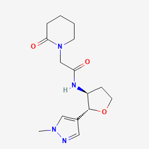 molecular formula C15H22N4O3 B6882553 N-[(2R,3S)-2-(1-methylpyrazol-4-yl)oxolan-3-yl]-2-(2-oxopiperidin-1-yl)acetamide 