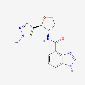 molecular formula C17H19N5O2 B6882639 N-[(2R,3S)-2-(1-ethylpyrazol-4-yl)oxolan-3-yl]-1H-benzimidazole-4-carboxamide 