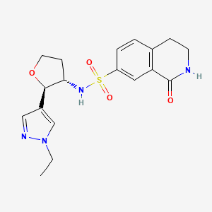 molecular formula C18H22N4O4S B6882692 N-[(2R,3S)-2-(1-ethylpyrazol-4-yl)oxolan-3-yl]-1-oxo-3,4-dihydro-2H-isoquinoline-7-sulfonamide 