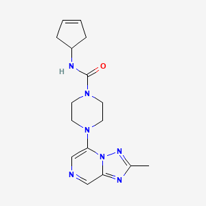 molecular formula C16H21N7O B6882719 N-cyclopent-3-en-1-yl-4-(2-methyl-[1,2,4]triazolo[1,5-a]pyrazin-5-yl)piperazine-1-carboxamide 