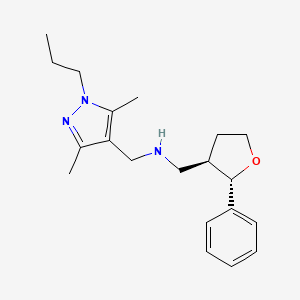 molecular formula C20H29N3O B6882826 N-[(3,5-dimethyl-1-propylpyrazol-4-yl)methyl]-1-[(2S,3R)-2-phenyloxolan-3-yl]methanamine 