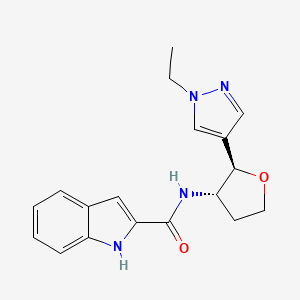 molecular formula C18H20N4O2 B6882847 N-[(2R,3S)-2-(1-ethylpyrazol-4-yl)oxolan-3-yl]-1H-indole-2-carboxamide 