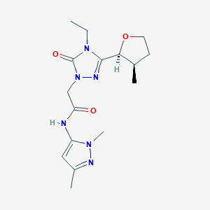 molecular formula C16H24N6O3 B6882938 N-(2,5-dimethylpyrazol-3-yl)-2-[4-ethyl-3-[(2S,3R)-3-methyloxolan-2-yl]-5-oxo-1,2,4-triazol-1-yl]acetamide 