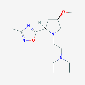 molecular formula C14H26N4O2 B6883082 N,N-diethyl-2-[(2R,4R)-4-methoxy-2-(3-methyl-1,2,4-oxadiazol-5-yl)pyrrolidin-1-yl]ethanamine 