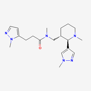 molecular formula C19H30N6O B6883085 N-methyl-N-[[(2R,3S)-1-methyl-2-(1-methylpyrazol-4-yl)piperidin-3-yl]methyl]-3-(2-methylpyrazol-3-yl)propanamide 