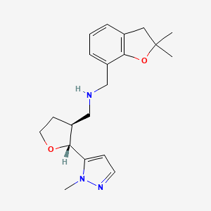 molecular formula C20H27N3O2 B6883087 N-[(2,2-dimethyl-3H-1-benzofuran-7-yl)methyl]-1-[(2R,3S)-2-(2-methylpyrazol-3-yl)oxolan-3-yl]methanamine 