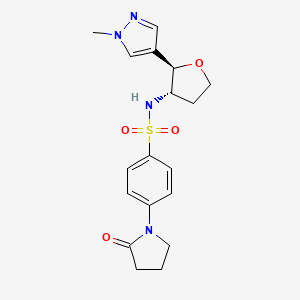molecular formula C18H22N4O4S B6883121 N-[(2R,3S)-2-(1-methylpyrazol-4-yl)oxolan-3-yl]-4-(2-oxopyrrolidin-1-yl)benzenesulfonamide 