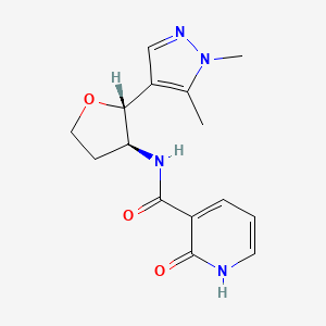 molecular formula C15H18N4O3 B6883174 N-[(2R,3S)-2-(1,5-dimethylpyrazol-4-yl)oxolan-3-yl]-2-oxo-1H-pyridine-3-carboxamide 