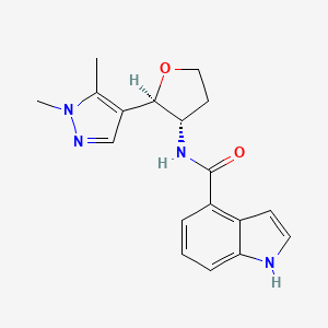 molecular formula C18H20N4O2 B6883179 N-[(2R,3S)-2-(1,5-dimethylpyrazol-4-yl)oxolan-3-yl]-1H-indole-4-carboxamide 