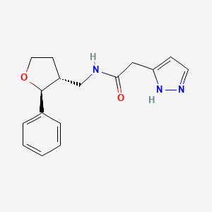 molecular formula C16H19N3O2 B6883219 N-[[(2S,3R)-2-phenyloxolan-3-yl]methyl]-2-(1H-pyrazol-5-yl)acetamide 