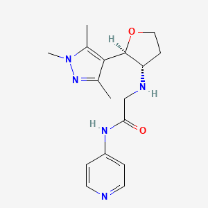molecular formula C17H23N5O2 B6883230 N-pyridin-4-yl-2-[[(2R,3S)-2-(1,3,5-trimethylpyrazol-4-yl)oxolan-3-yl]amino]acetamide 