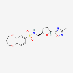 molecular formula C17H21N3O6S B6883252 N-[[(2R,5S)-5-(3-methyl-1,2,4-oxadiazol-5-yl)oxolan-2-yl]methyl]-3,4-dihydro-2H-1,5-benzodioxepine-7-sulfonamide 