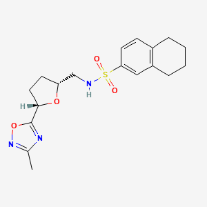molecular formula C18H23N3O4S B6883274 N-[[(2R,5S)-5-(3-methyl-1,2,4-oxadiazol-5-yl)oxolan-2-yl]methyl]-5,6,7,8-tetrahydronaphthalene-2-sulfonamide 