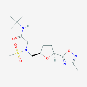molecular formula C15H26N4O5S B6883441 N-tert-butyl-2-[[(2R,5S)-5-(3-methyl-1,2,4-oxadiazol-5-yl)oxolan-2-yl]methyl-methylsulfonylamino]acetamide 
