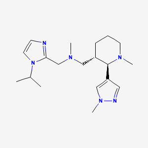 molecular formula C19H32N6 B6883479 N-methyl-1-[(2R,3S)-1-methyl-2-(1-methylpyrazol-4-yl)piperidin-3-yl]-N-[(1-propan-2-ylimidazol-2-yl)methyl]methanamine 