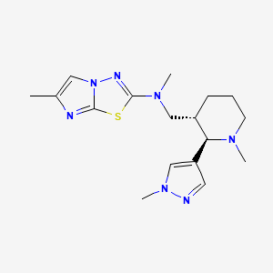 molecular formula C17H25N7S B6883497 N,6-dimethyl-N-[[(2R,3S)-1-methyl-2-(1-methylpyrazol-4-yl)piperidin-3-yl]methyl]imidazo[2,1-b][1,3,4]thiadiazol-2-amine 