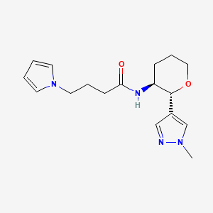 molecular formula C17H24N4O2 B6883678 N-[(2R,3S)-2-(1-methylpyrazol-4-yl)oxan-3-yl]-4-pyrrol-1-ylbutanamide 