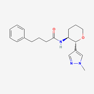 molecular formula C19H25N3O2 B6883712 N-[(2R,3S)-2-(1-methylpyrazol-4-yl)oxan-3-yl]-4-phenylbutanamide 