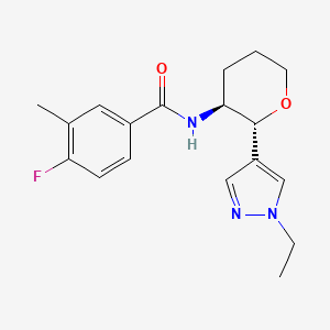 molecular formula C18H22FN3O2 B6883785 N-[(2R,3S)-2-(1-ethylpyrazol-4-yl)oxan-3-yl]-4-fluoro-3-methylbenzamide 