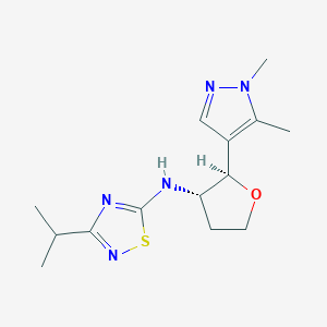 molecular formula C14H21N5OS B6883878 N-[(2R,3S)-2-(1,5-dimethylpyrazol-4-yl)oxolan-3-yl]-3-propan-2-yl-1,2,4-thiadiazol-5-amine 