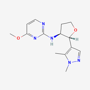 molecular formula C14H19N5O2 B6883885 N-[(2R,3S)-2-(1,5-dimethylpyrazol-4-yl)oxolan-3-yl]-4-methoxypyrimidin-2-amine 