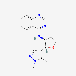 molecular formula C18H21N5O B6884083 N-[(2R,3S)-2-(1,5-dimethylpyrazol-4-yl)oxolan-3-yl]-8-methylquinazolin-4-amine 
