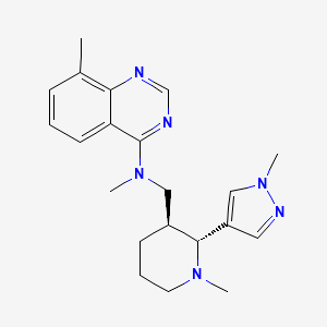 molecular formula C21H28N6 B6884346 N,8-dimethyl-N-[[(2R,3S)-1-methyl-2-(1-methylpyrazol-4-yl)piperidin-3-yl]methyl]quinazolin-4-amine 