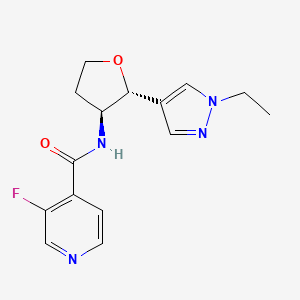 molecular formula C15H17FN4O2 B6884492 N-[(2R,3S)-2-(1-ethylpyrazol-4-yl)oxolan-3-yl]-3-fluoropyridine-4-carboxamide 