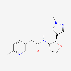 molecular formula C16H20N4O2 B6884544 N-[(2R,3S)-2-(1-methylpyrazol-4-yl)oxolan-3-yl]-2-(6-methylpyridin-3-yl)acetamide 