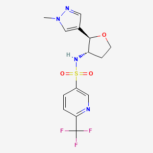 molecular formula C14H15F3N4O3S B6884586 N-[(2R,3S)-2-(1-methylpyrazol-4-yl)oxolan-3-yl]-6-(trifluoromethyl)pyridine-3-sulfonamide 